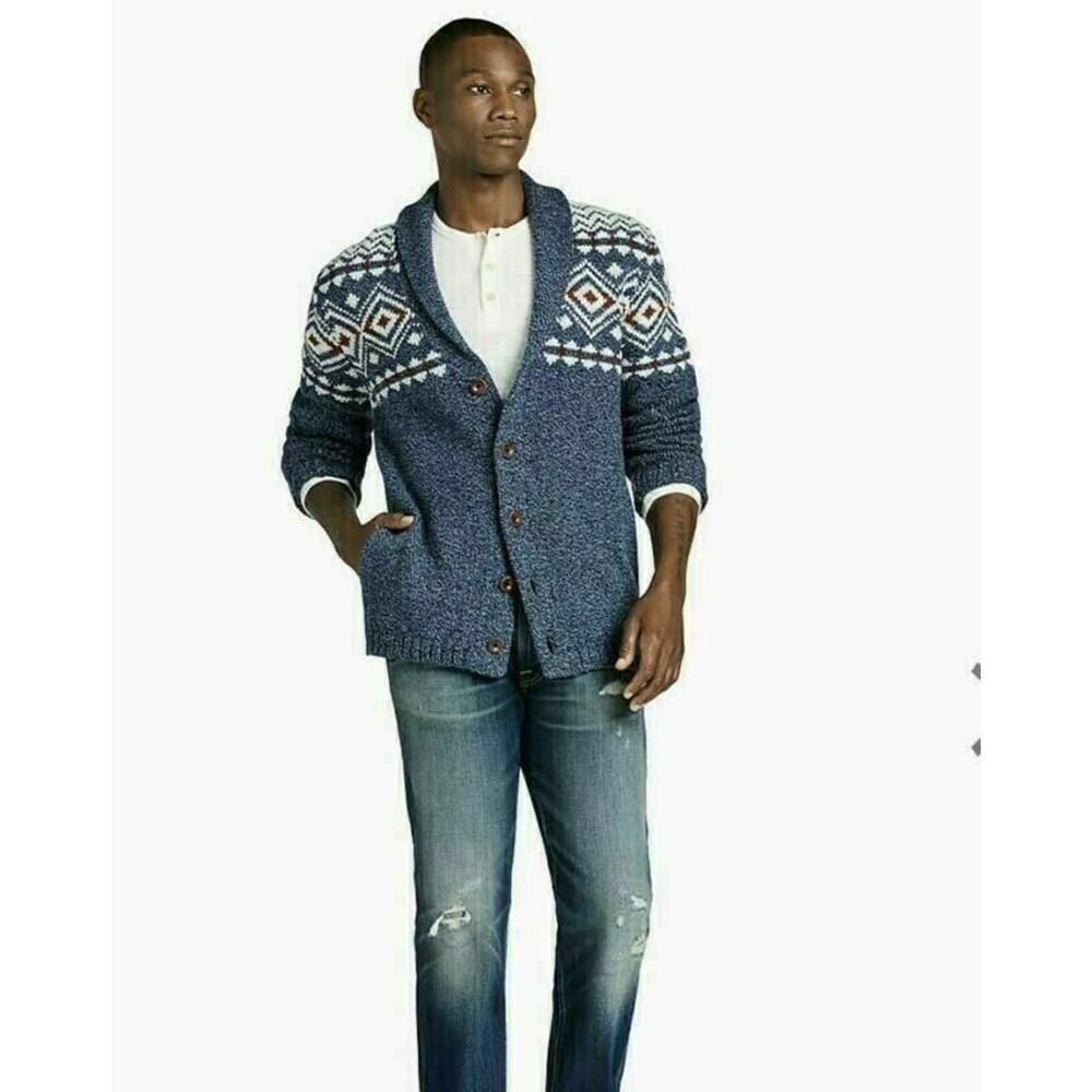 $149 LUCKY BRAND Men's Lambs Wool Lodge Cardigan Sweater NEW Los Angeles Large L